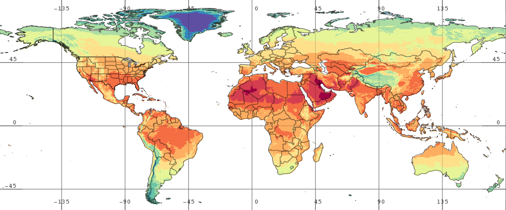 Sample image from new FLDAS monthly average surface temperature data set.