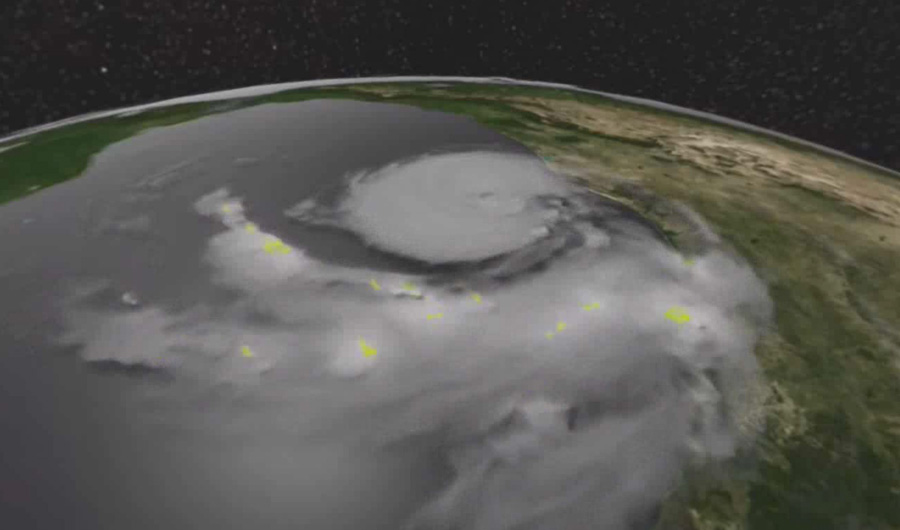 Data image showing ISS LIS data over Hurricane Harvey in August 2017