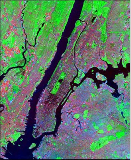 NYC false color surface temperature