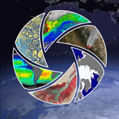 Circle comprised of cut-outs representing Earth processes.