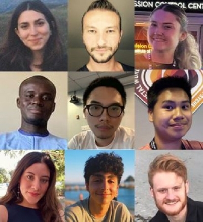 An amalgam of headshots of some (9) of the interns who worked with NASA's Distributed Active Archive Centers during the summer of 2023. The interns pictured are both male and female, racially diverse, and represent a variety of ethnicities.