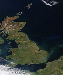Clear Skies over the North Sea and surrounding countries (Terra/MODIS) - Feature Grid