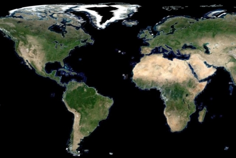 Image from the NASA-funded WELD MEaSUREs project showing a true-color image of Earth.