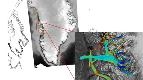 Sample OMG image showing ocean bathymetry off western Greenland.