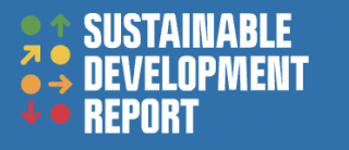Blue box with words Sustainable Development Report in white