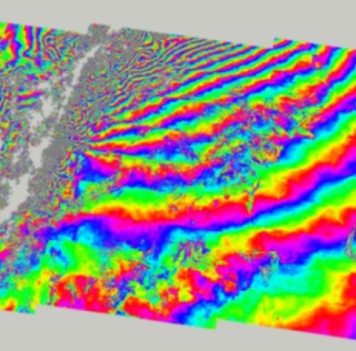 An InSAR image showing the degree of ground subsidence following the recent earthquakes in Turkey