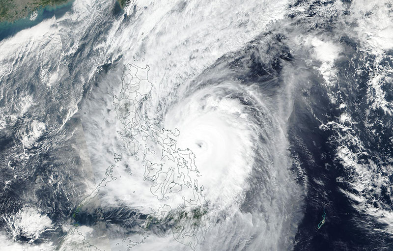 Typhoon Kammuri approaching the Philippines on 2 December 2019 (Suomi-NPP/VIIRS)